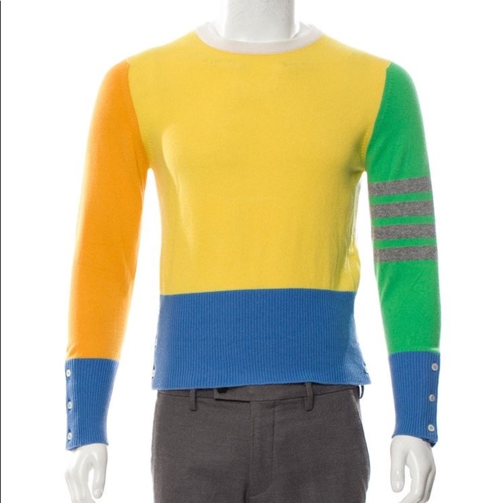 100% Cashmere Thom Browne Colorblock Sweater